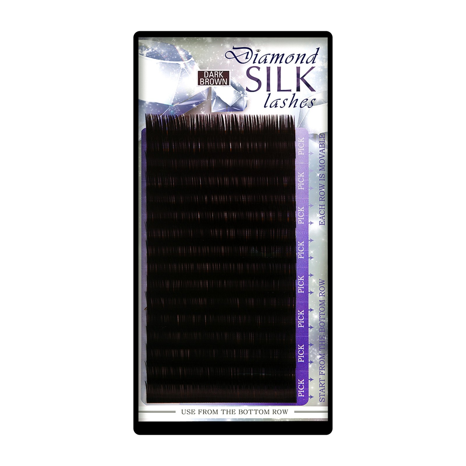 Diamond Silk Lashes Σκούρο Καφέ -  10 mm, C, 0,07 mm